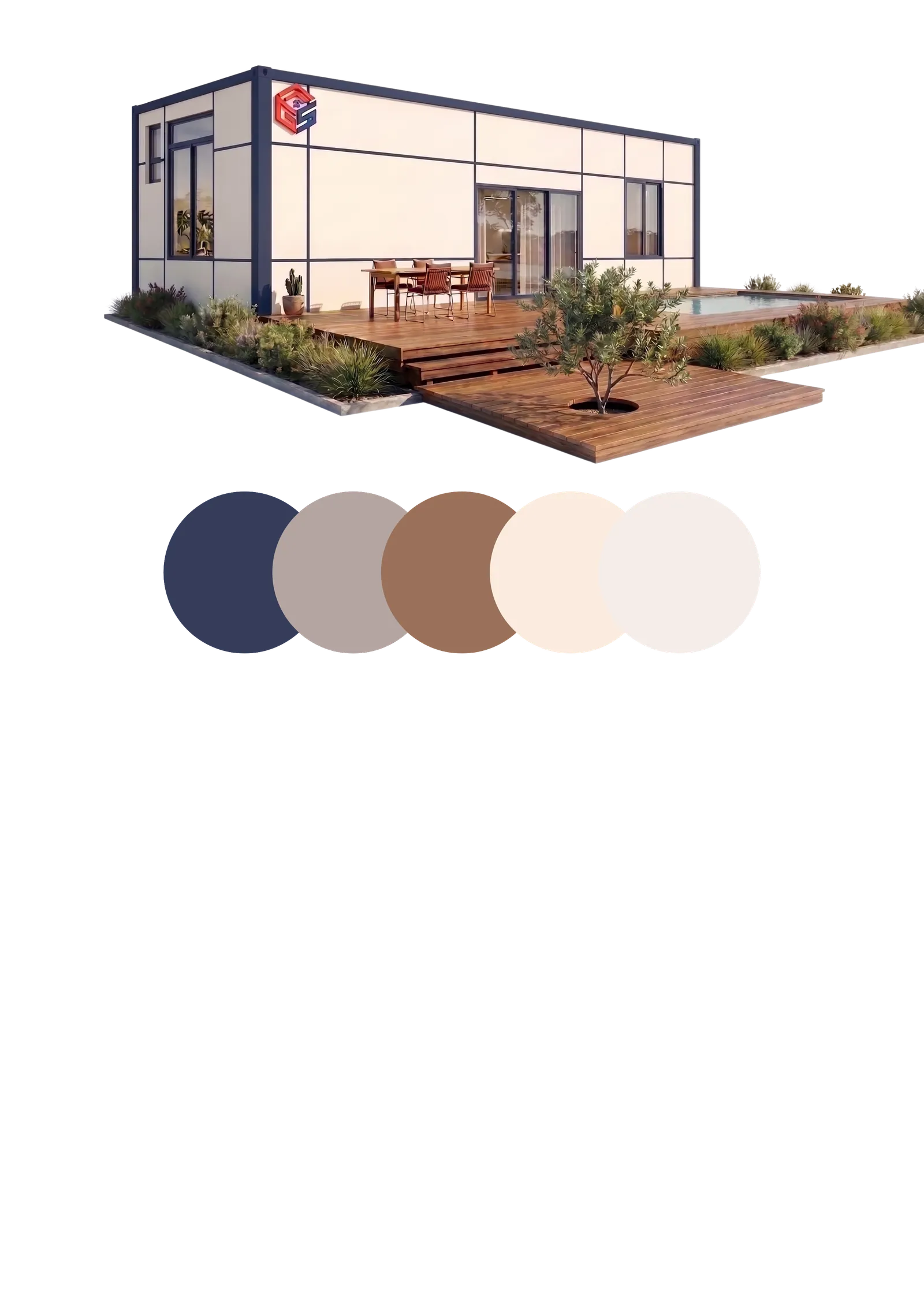 GES module with timber floor and warm palette